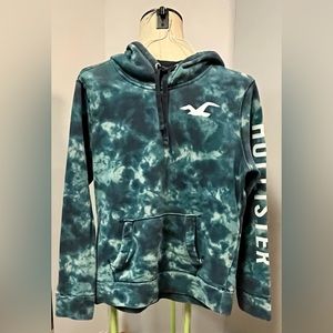 HOLLISTER Blue/Green Tie Die Long Sleeve Hoodie Sweatshirt Men’s Size: S